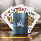Moderne Blauwe Folie Roestvrij staalmonogram Pokerkaarten