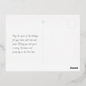 Moderne Blauwe Folie Sterren Vrolijke Kerstfoto Folie Feestdagen Briefkaart (Achterkant)