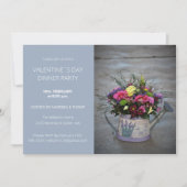 Moderne Blauwe Foto Diner Party Script Foto Feestdagenkaart (Voorkant)