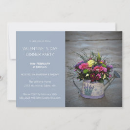 Moderne Blauwe Foto Diner Party Script Foto Feestdagenkaart