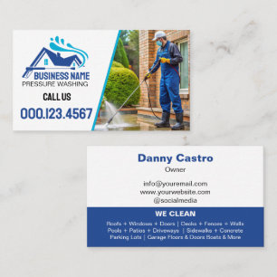 Moderne Blauwe Foto Druk Reiniging Visitekaartje