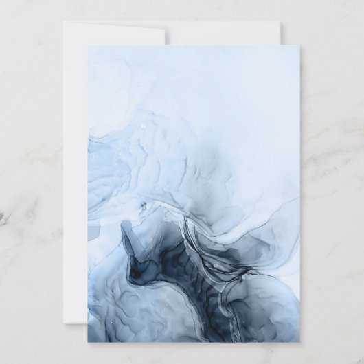 Moderne Blauwe Foto Flat Save The Date Kaart (Achterkant)