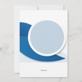 Moderne blauwe foto uitnodiging (Achterkant)