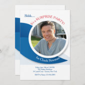 Moderne blauwe foto uitnodiging (Voorkant / Achterkant)