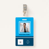 Moderne blauwe foto werknemer badge ID werkkaart (Voorkant met clip)