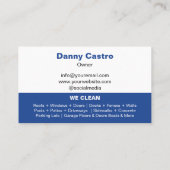 Moderne blauwe fotodruk wassen visitekaartje (Achterkant)