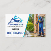 Moderne blauwe fotodruk wassen visitekaartje (Voorkant)