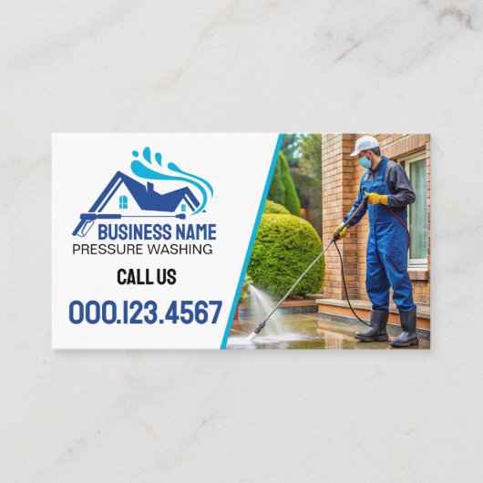 Moderne blauwe fotodruk wassen visitekaartje (Voorkant)