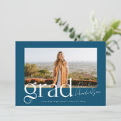 Moderne Blauwe Fotoklas van Afstuderen 2025 Aankondiging (Staand voorkant)