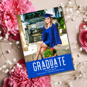 Moderne blauwe fotomeisjesGraduation Party Aankondiging