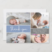 Moderne blauwe foto's Baby shower Hartelijk dank Bedankkaart (Voorkant)