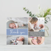 Moderne blauwe foto's Baby shower Hartelijk dank Bedankkaart (Staand voorkant)