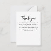 Moderne Blauwe Franse Bloemen Huwelijk Dank u Notitiekaartje (Achterkant)