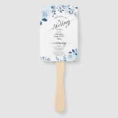 Moderne Blauwe Franse Bloemen Huwelijk Hand Fan Handwaaier (Voorkant)