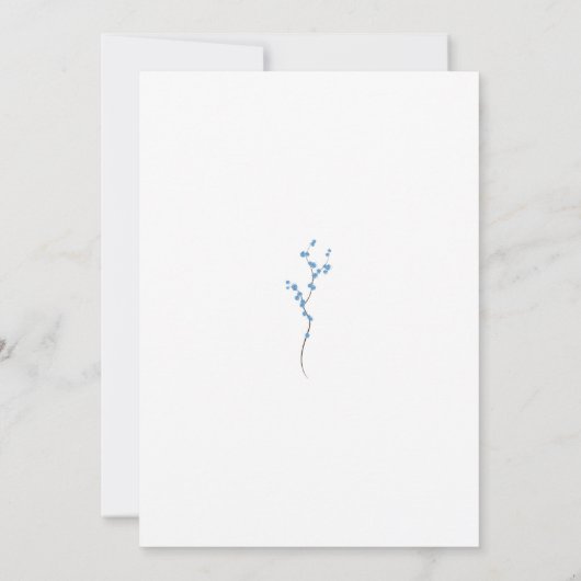 Moderne Blauwe Franse Bloemige Bruiloft Save The Date (Achterkant)