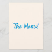 Moderne Blauwe Franse Stijl Hand Getrokken Retro B Menu (Achterkant)