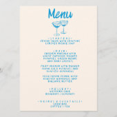 Moderne Blauwe Franse Stijl Hand Getrokken Retro B Menu (Voorkant)