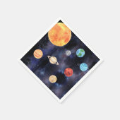 Moderne Blauwe Galaxy Planeten en Sterren Ruimte Servet (Hoek)