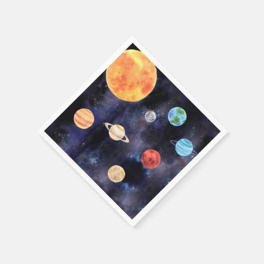 Moderne Blauwe Galaxy Planeten en Sterren Ruimte Servet (Hoek)