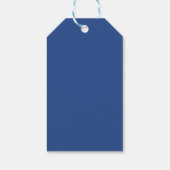 Moderne blauwe gegolfde lijst vakantiefoto cadeaulabel (Achterkant)