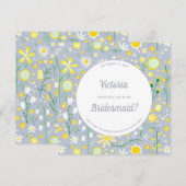 Moderne, blauwe, gele bloemen zijn mijn bruidsmeis kaart (Voorkant / Achterkant)