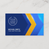 Moderne blauwe gele geometrische vorm Professional Visitekaartje (Voorkant)