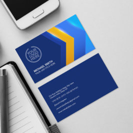 Moderne blauwe gele geometrische vorm Professional Visitekaartje