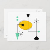 moderne blauwe gele retro - oranje briefkaart (Voorkant / Achterkant)