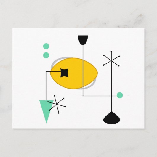 moderne blauwe gele retro - oranje briefkaart (Voorkant)