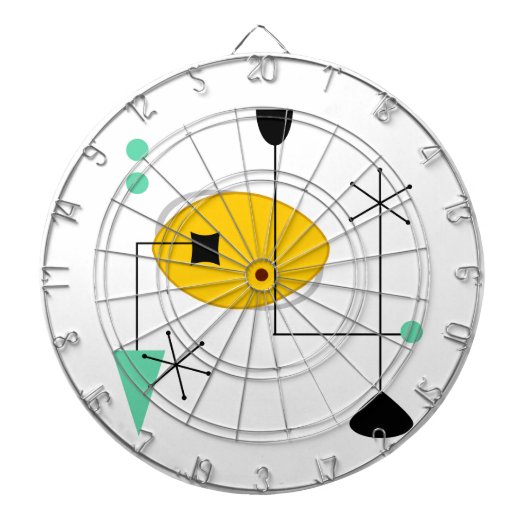 moderne blauwe gele retro - oranje dartbord (Voorkant)