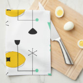 moderne blauwe gele retro - oranje theedoek (Quarter Fold)