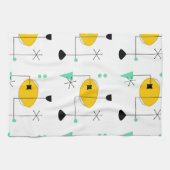 moderne blauwe gele retro - oranje theedoek (Horizontaal)