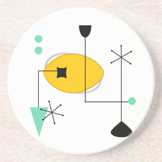 moderne blauwe gele retro - oranje zandsteen onderzetter (Voorkant)