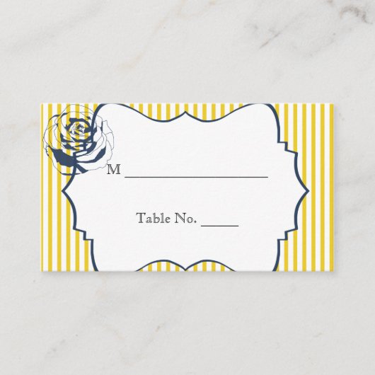 Moderne Blauwe Gele Streep Bruiloft Plaats Kaarten Plaatskaartje (Voorkant)