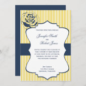 Moderne Blauwe Gele Streep Bruiloft Uitnodiging (Voorkant / Achterkant)