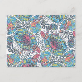 Moderne blauwe gele Waterverf Briefkaart