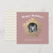 Moderne Blauwe Gelukkige Feestdagen Goud Folie Kra Feestdagenkaart (Voorkant / Achterkant)