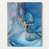Moderne Blauwe Geode Agate Gouden Monogram 2023 Planner (Achterkant)