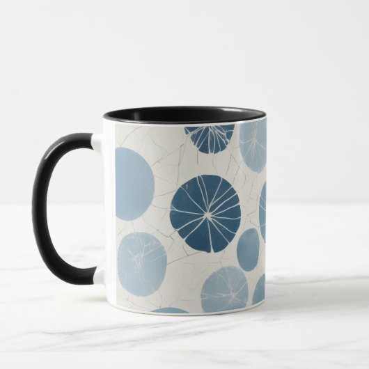 Moderne Blauwe Geometrisch Mok (Links)