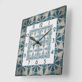 Moderne blauwe geometrisch vierkante klok (Hoek)