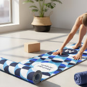 Moderne Blauwe Geometrische Bauhaus Monogram Aange Yogamat