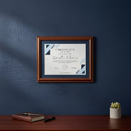 Moderne blauwe geometrische certificaat van presta