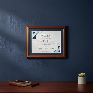 Moderne blauwe geometrische certificaat van presta