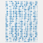 Moderne Blauwe Geometrische Driehoek Patroon Deken (Voorkant)