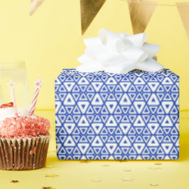Moderne Blauwe Geometrische Driehoek Patroon | Min Cadeaupapier