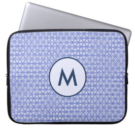 Moderne Blauwe Geometrische Driehoek Patroon Minim Laptop Sleeve