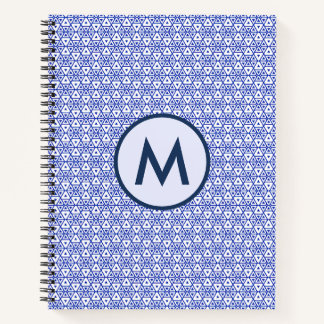 Moderne Blauwe Geometrische Driehoek Patroon Minim Notitieboek