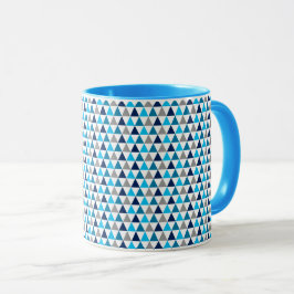 Moderne Blauwe Geometrische Driehoeken Mok