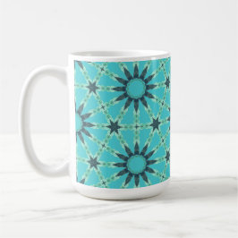 Moderne blauwe geometrische koffiemok met barstpat