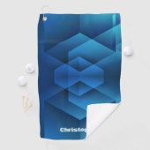 Moderne Blauwe Geometrische Naam Golfhanddoek (Insitu)